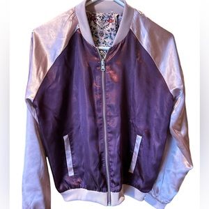 Vintage Silky Reversible Lavender/Lilac & Purple Floral Jacket - SMALL